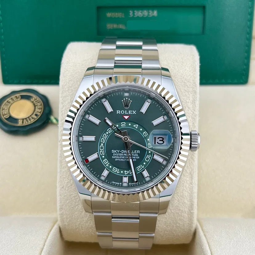 2025 Rolex Sky-Dweller 42 Steel / Fluted / Green / Oyster