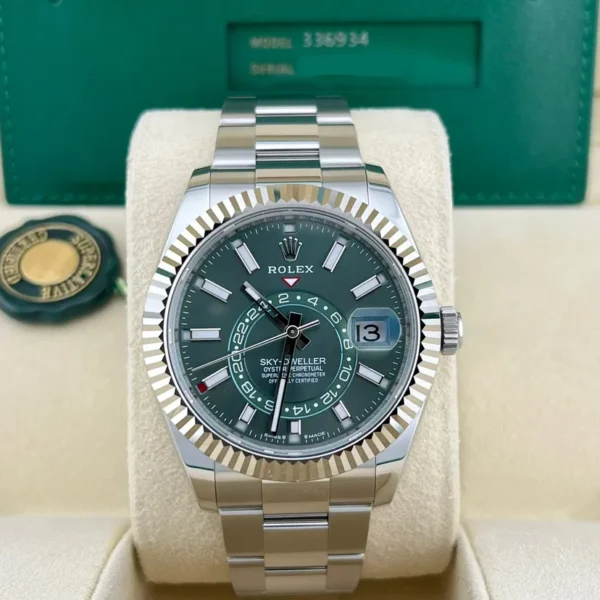 2025 Rolex Sky-Dweller 42 Steel / Fluted / Green / Oyster